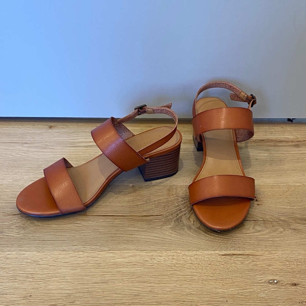 J. Crew Factory Dark Tan Chunky Heel - Size 8.5